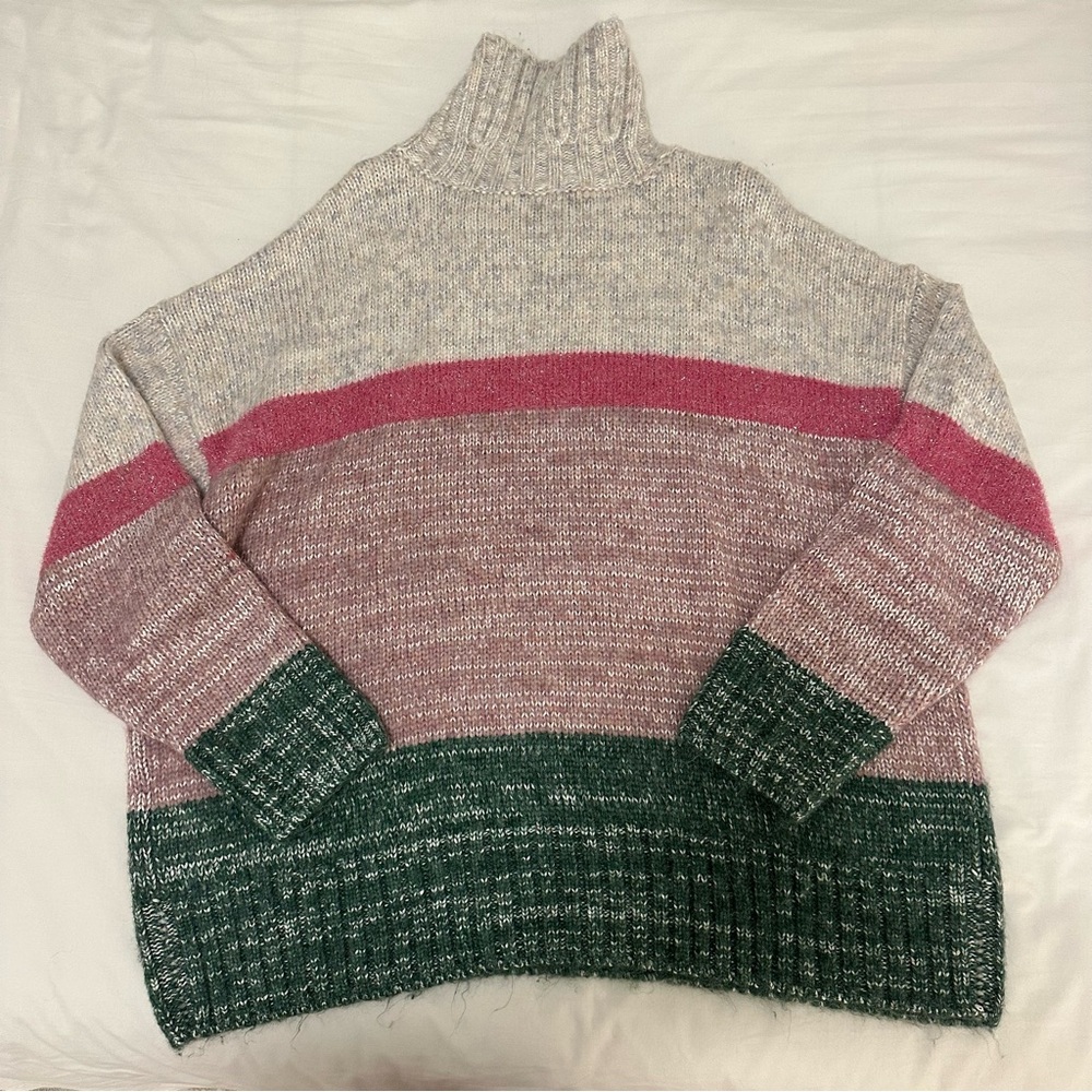 Lovers + Friends Jaden Colorblock Sweater in Pink & Green Multi